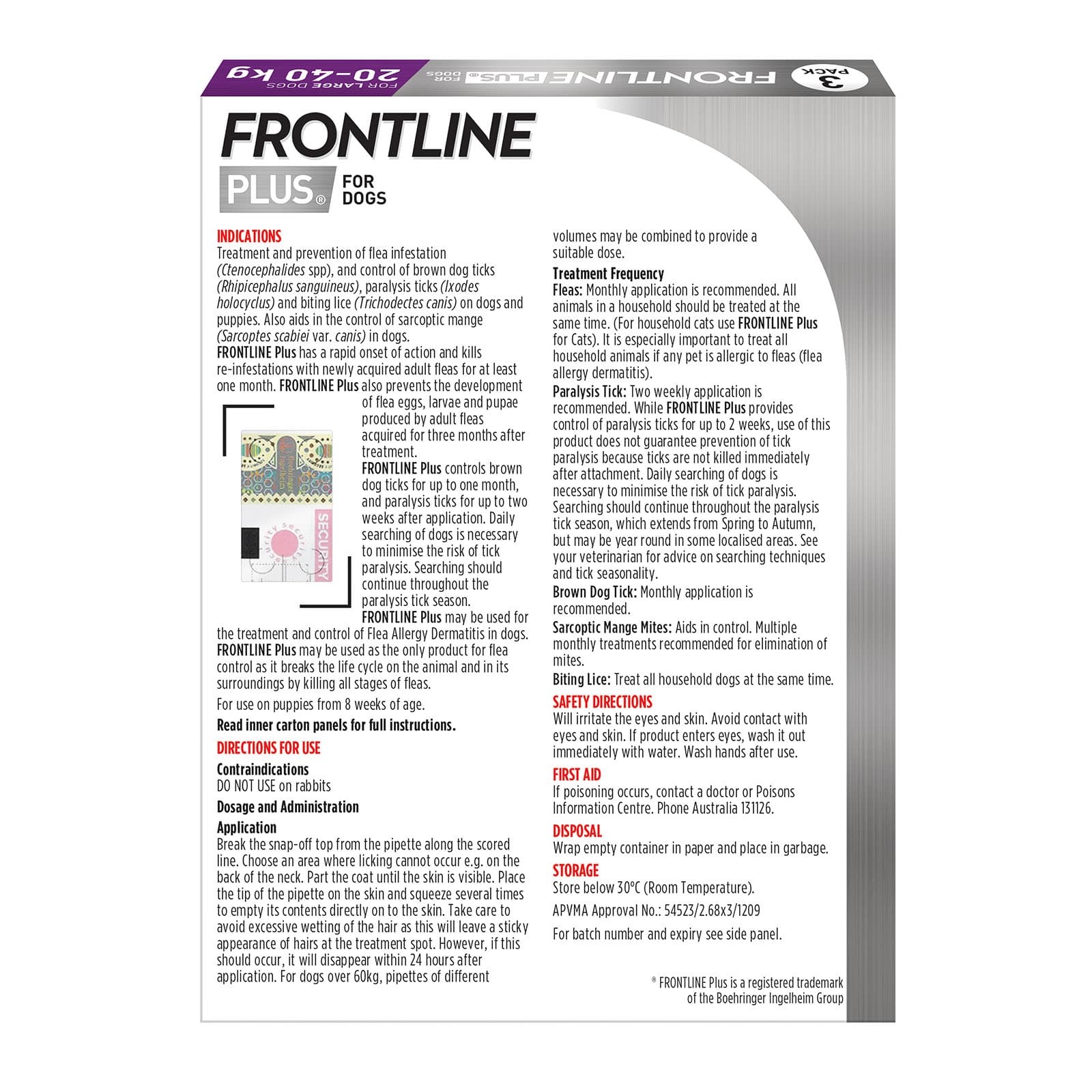 Frontline Plus Flea & Tick Spot-On for Dogs 20–40kg