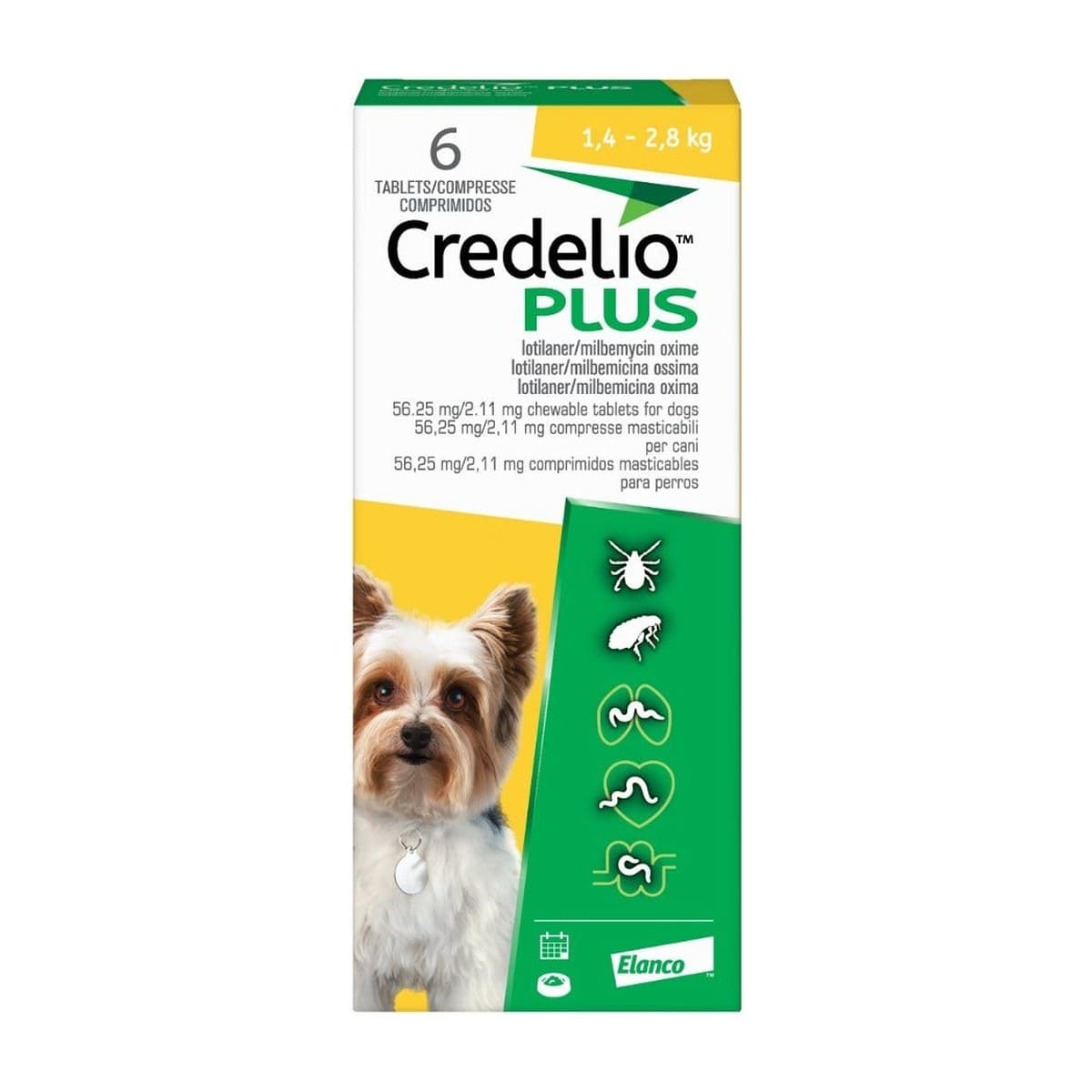 Credelio Plus Flea, Tick & Worm Chewable Tablets for Dogs 1.4–2.8kg - 6 Tablets