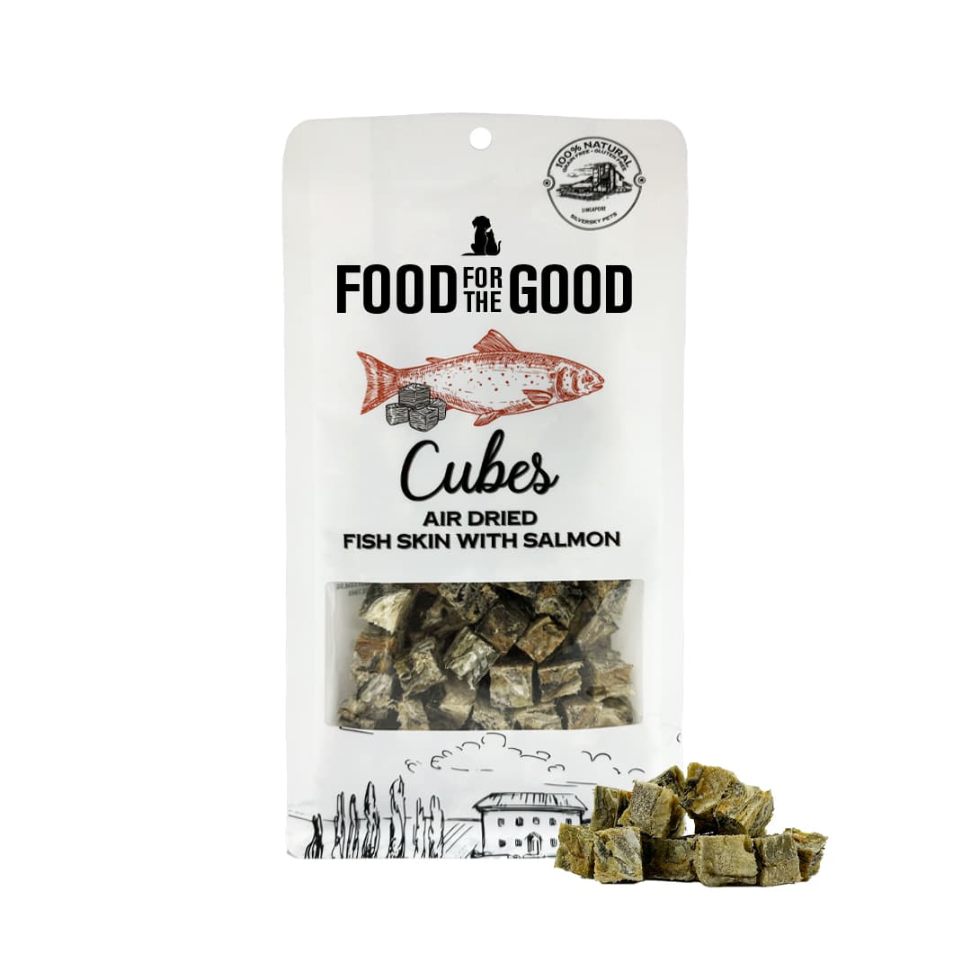 Food For The Good Air-Dried Salmon & Fish Skin Cube Treats for Dogs & Cats - 120g