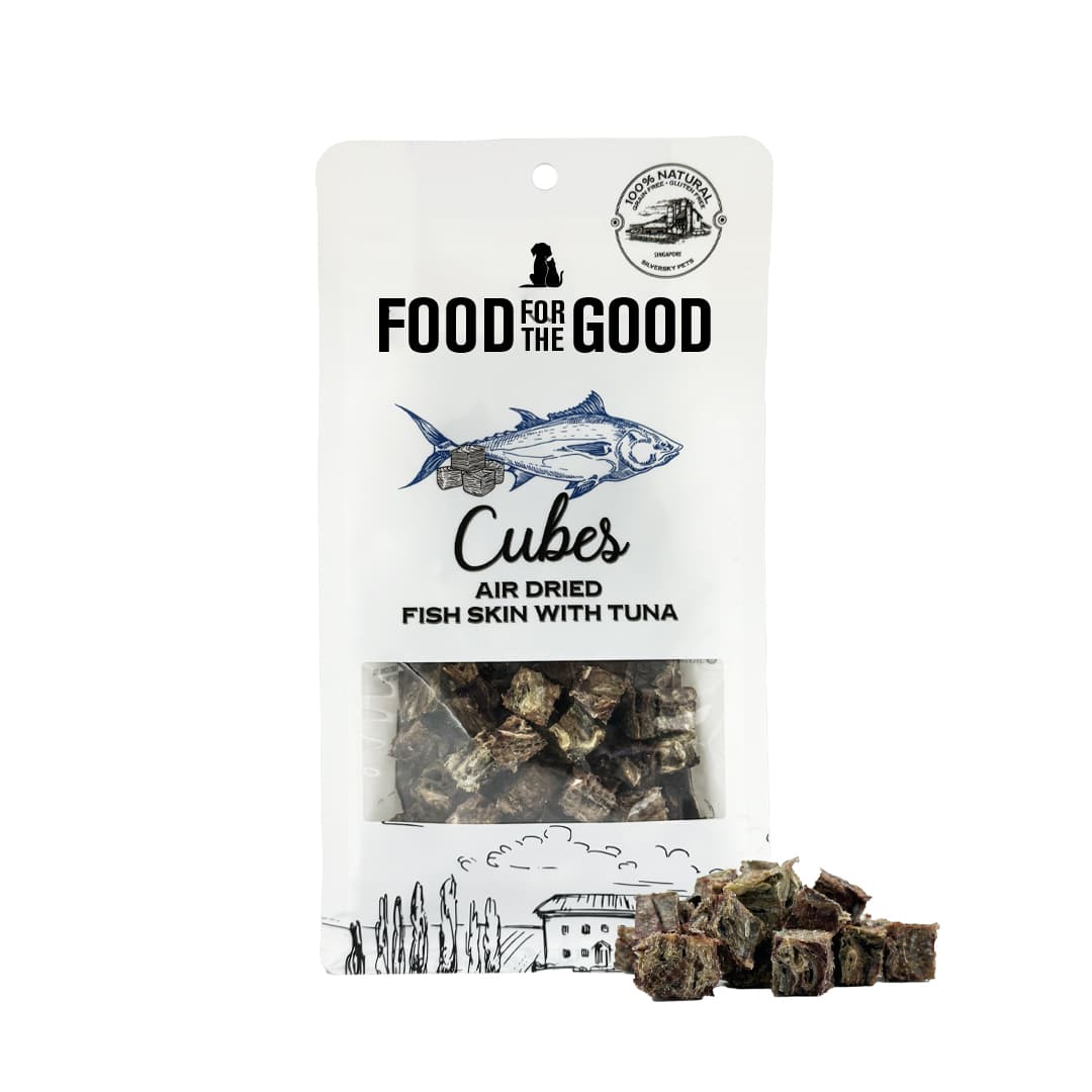 Food For The Good Air-Dried Tuna & Fish Skin Cubes Treats for Dogs & Cats - 120g