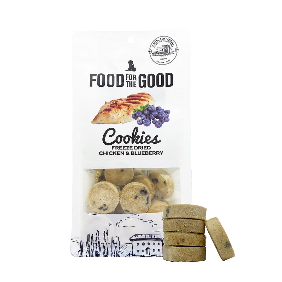Food For The Good Freeze-Dried Chicken & Blueberry Cookie Treats for Dogs & Cats - 70g