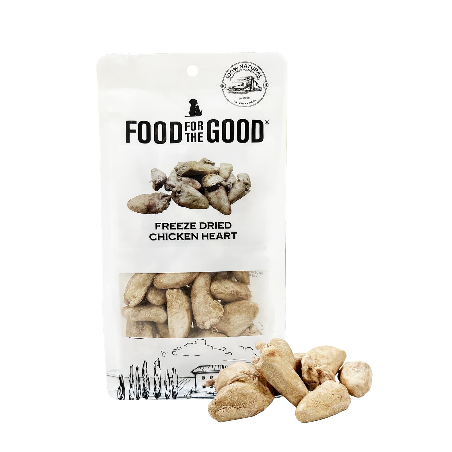 Food For The Good Freeze-Dried Chicken Heart Treats for Dogs and Cats - 70g