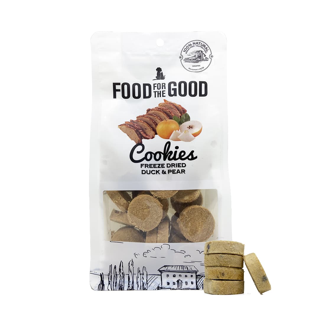 Food For The Good Freeze-Dried Duck & Pear Cookies Treats for Dogs & Cats - 70g