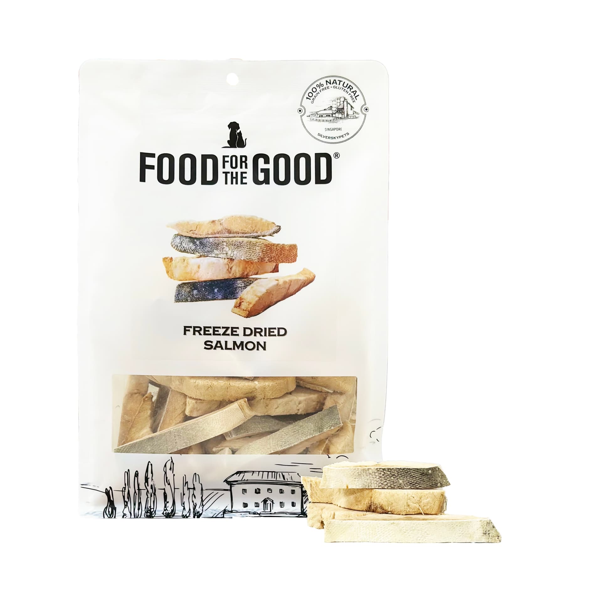 Food For The Good Freeze-Dried Salmon Treats with Skin for Dogs & Cats - 180g