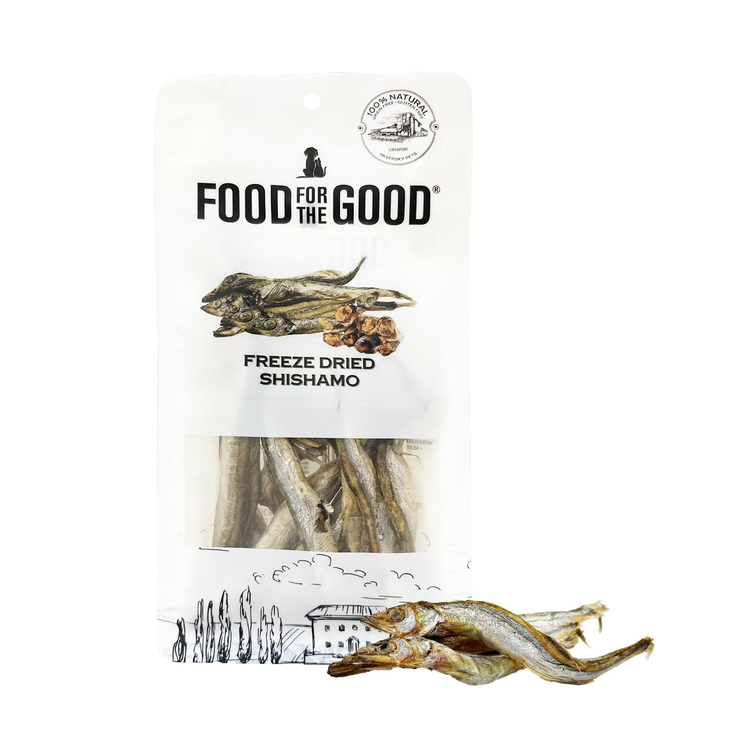 Food For The Good Freeze-Dried Shishamo Fish Treats for Cats & Dogs - 50g
