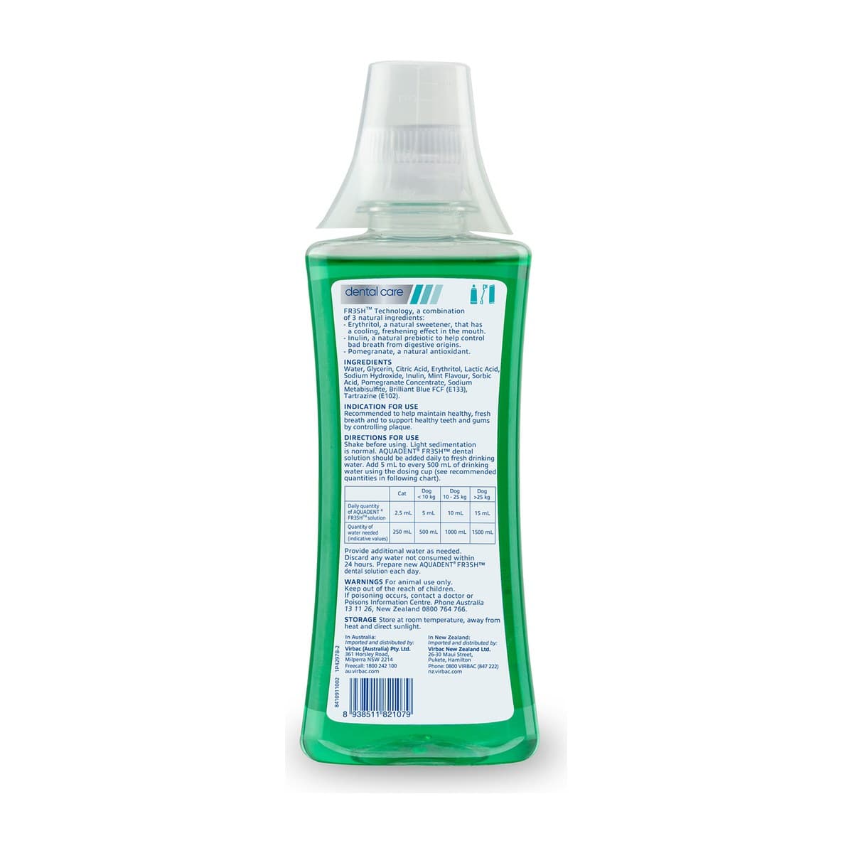 Virbac Aquadent Fresh Dental Water Additive for Dogs & Cats