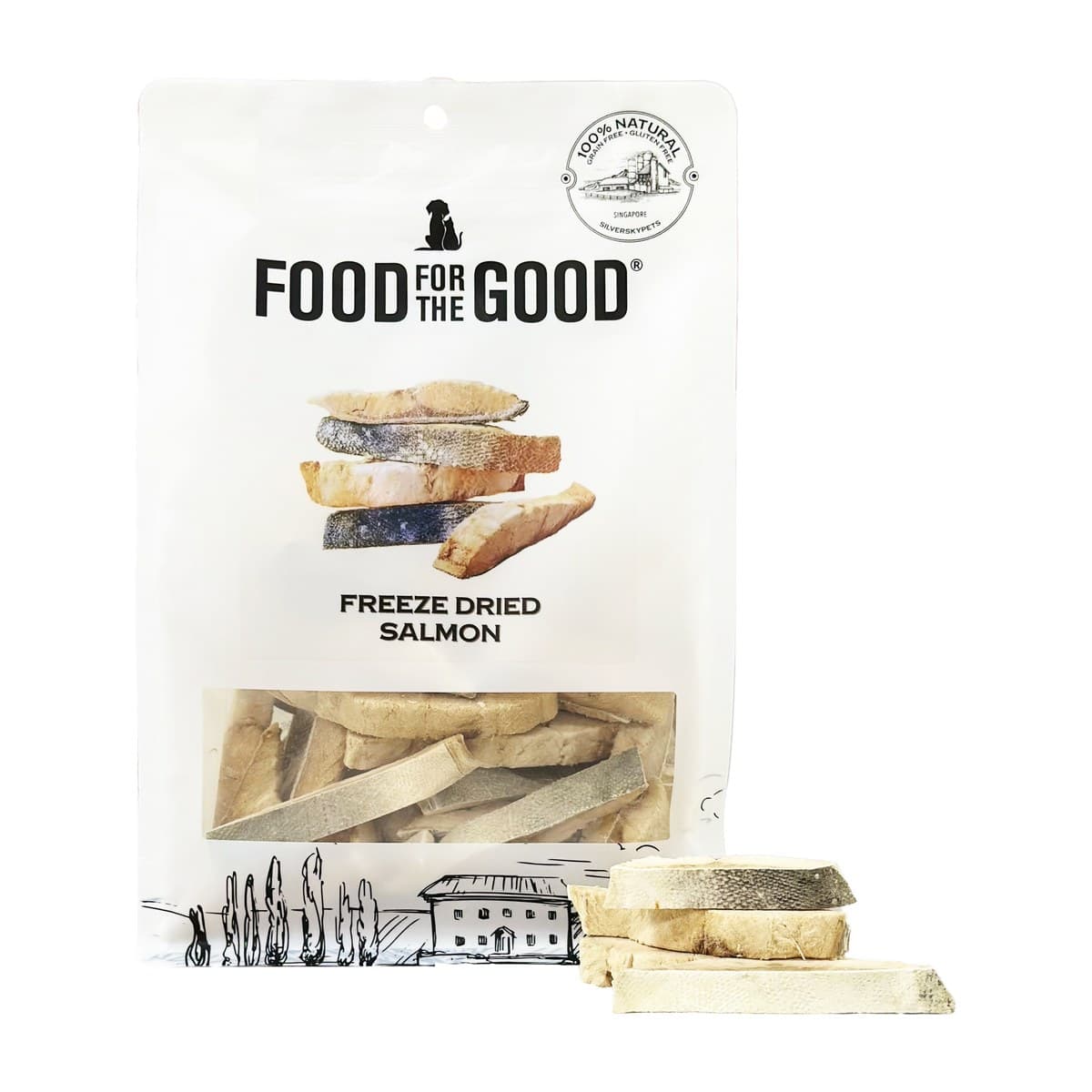 Food For The Good Freeze-Dried Salmon Treats with Skin for Dogs & Cats - 180g