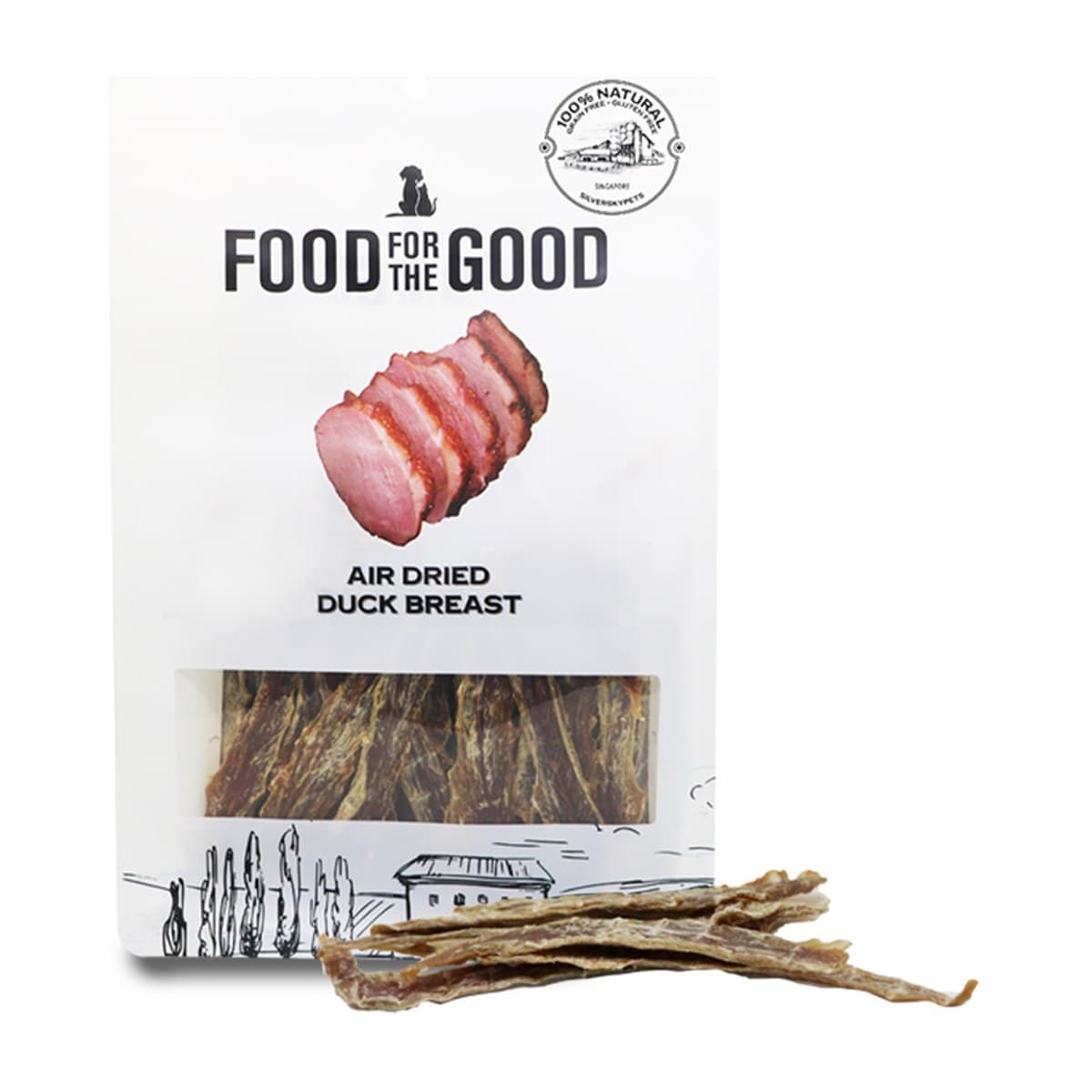 Food For The Good Air-Dried Duck Breast Treats for Dogs and Cats - 300g