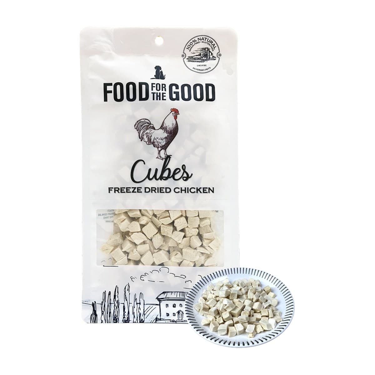 Food For The Good Freeze-Dried Chicken Cube Treats for Dogs & Cats - 80g