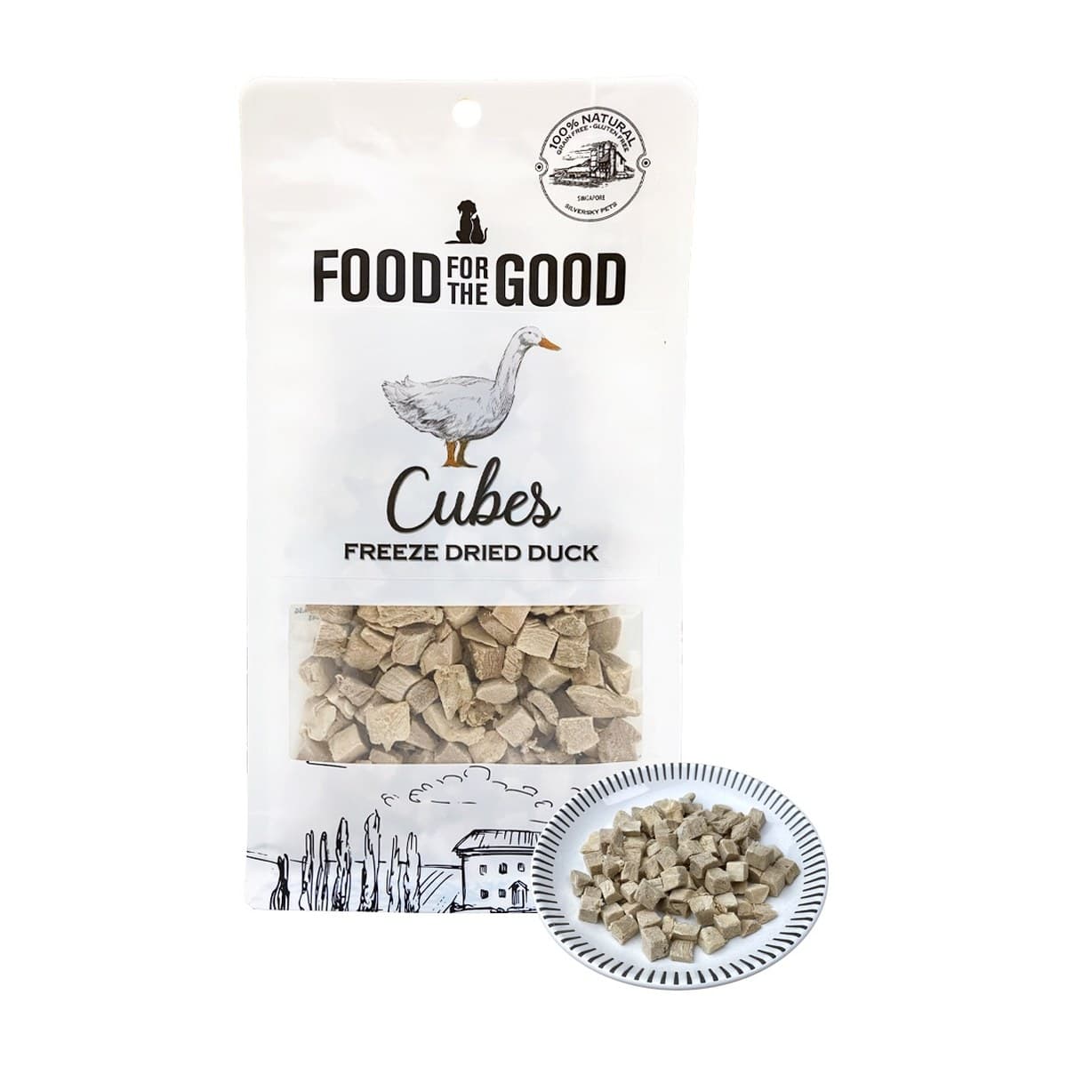 Food For The Good Freeze-Dried Duck Cube Treats for Cats & Dogs - 70g