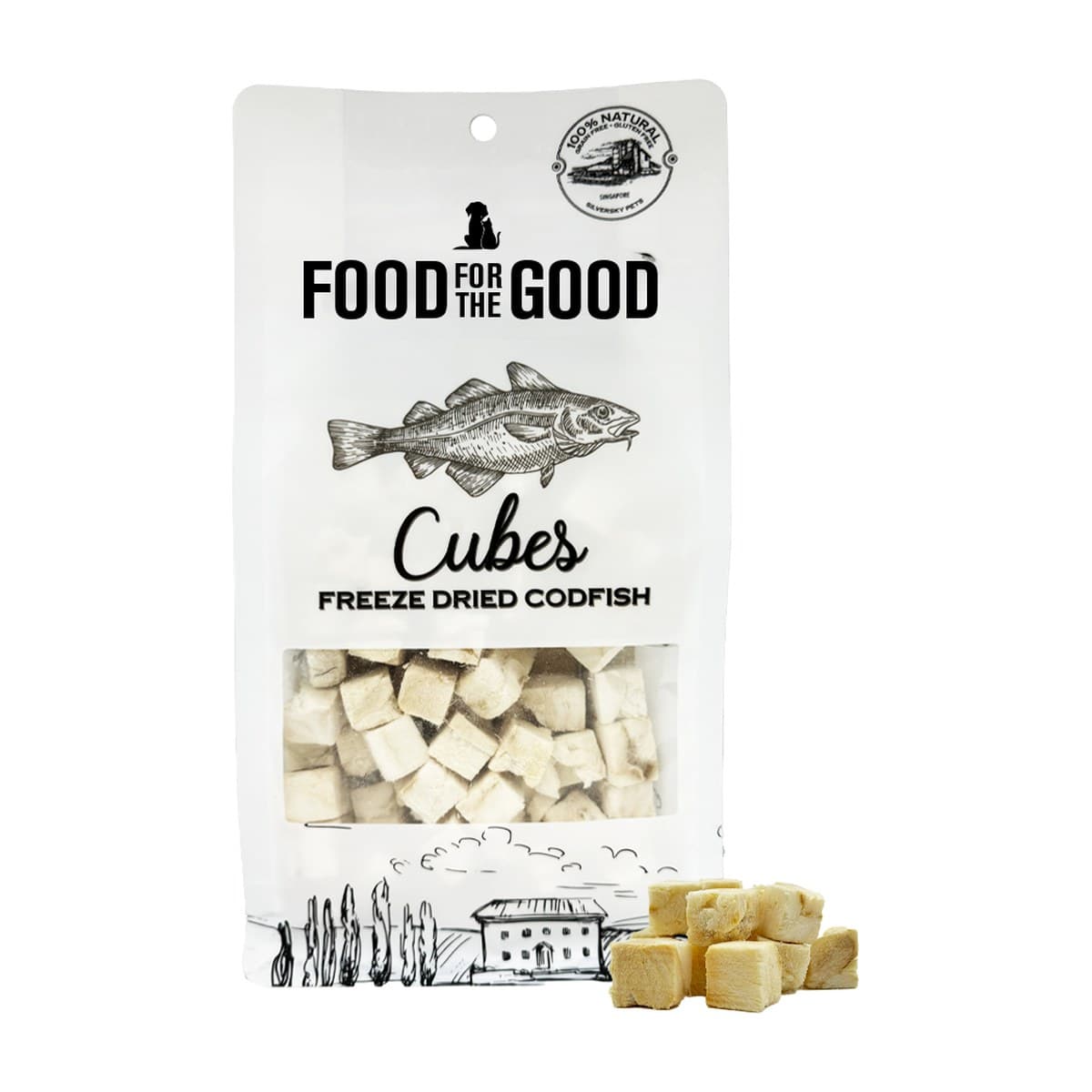 Food For The Good Freeze-Dried Cod Cubes Treats for Cats & Dogs - 50g