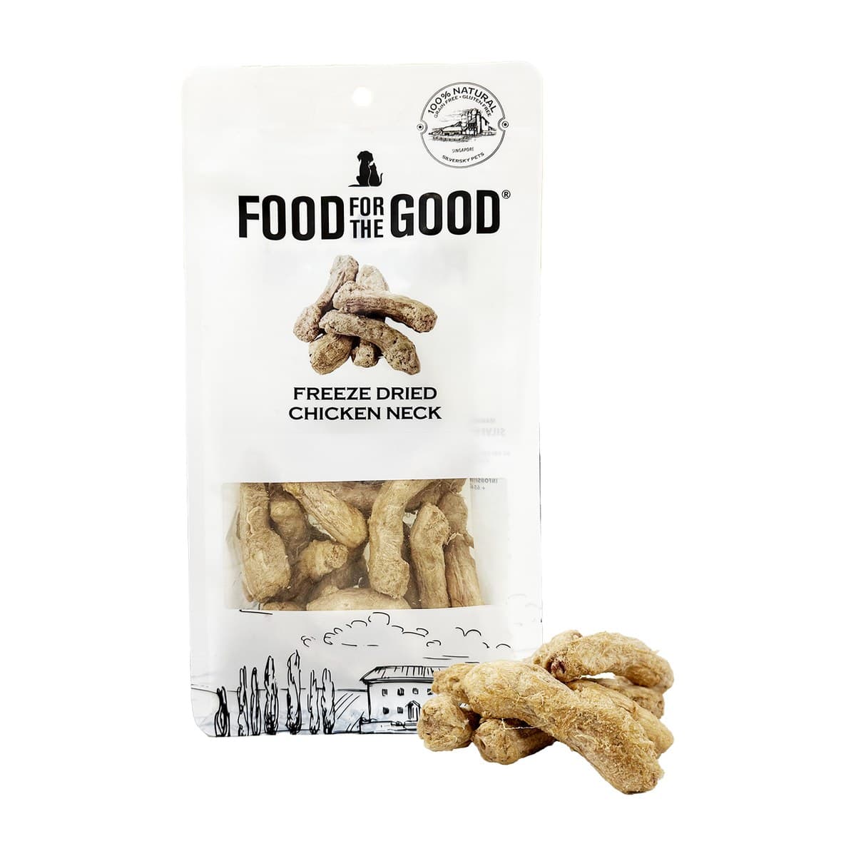 Food For The Good Freeze-Dried Chicken Neck Treats for Dogs and Cats - 70g