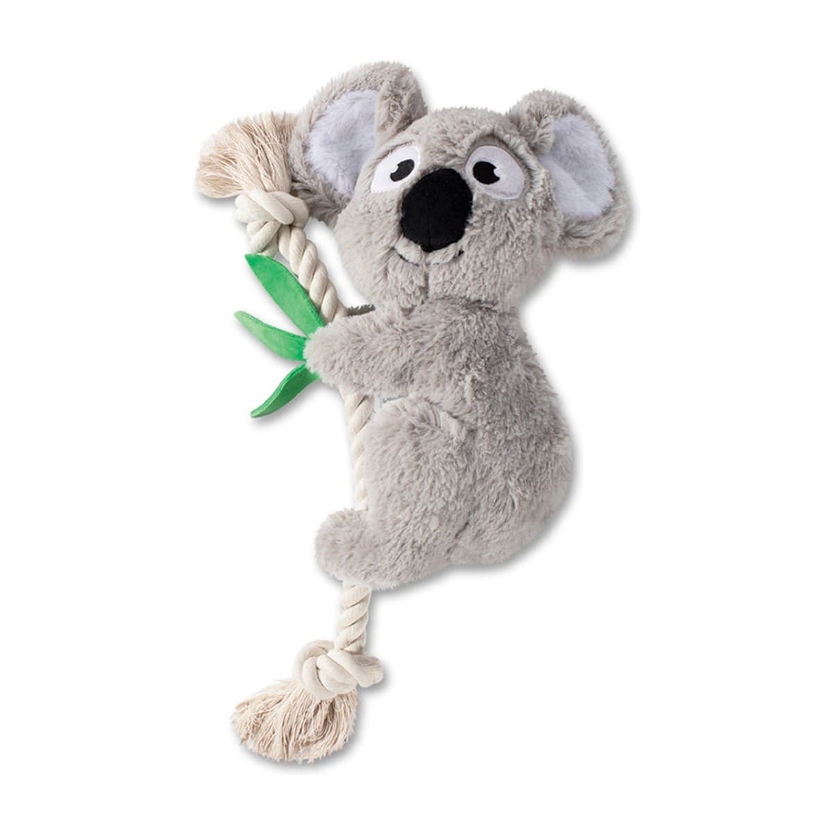Fringe Studio Koala on a Rope Plush Squeaker Dog Toy for Dogs