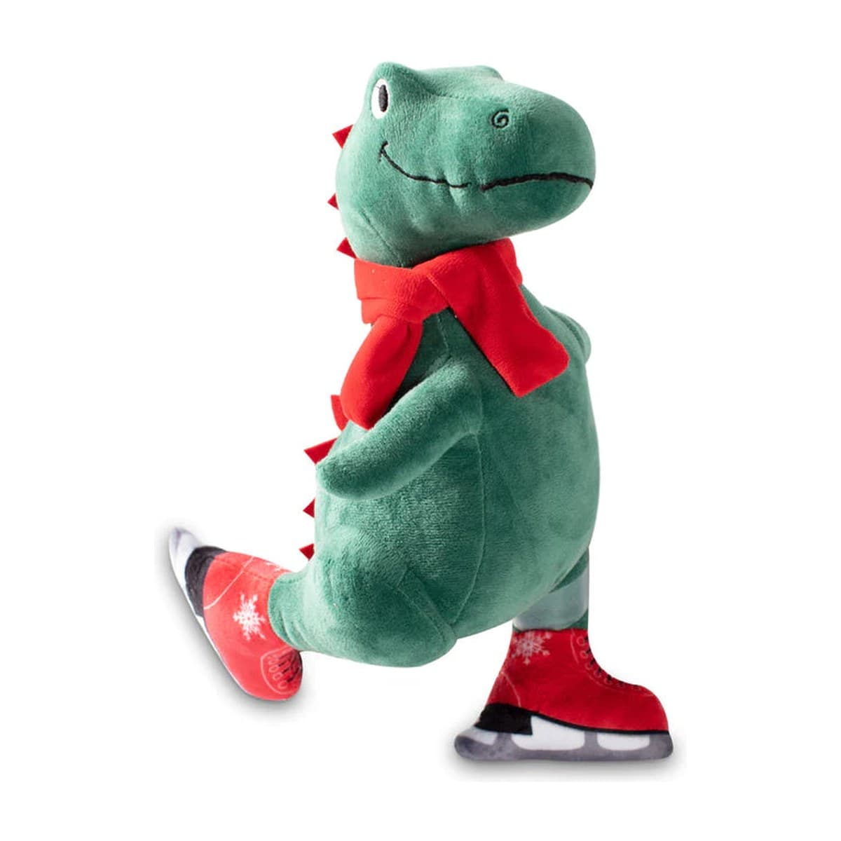 Fringe Studio Ice Skating T-Rex Plush Squeaker Dog Toy for Dogs