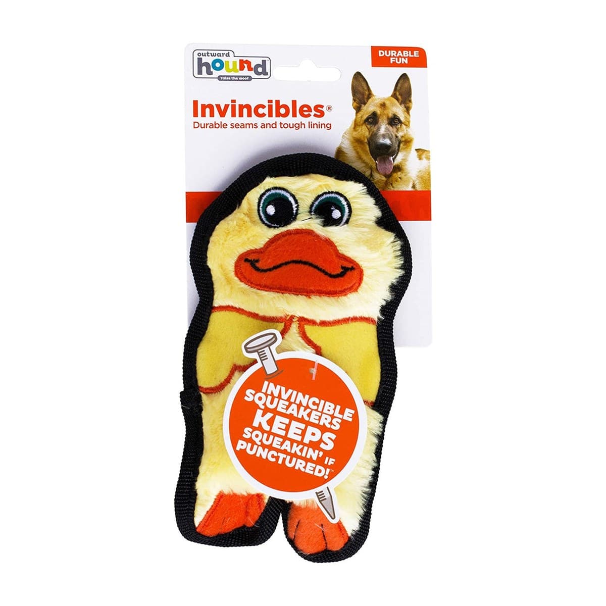 Outward Hound Invincibles Mini Duck Squeaky Plush Toy for Dogs