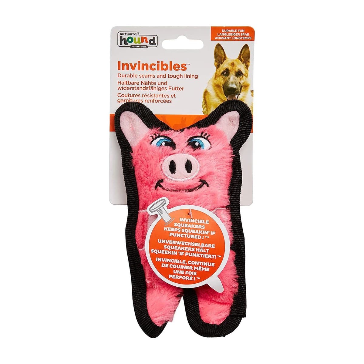 Outward Hound Invincibles Mini Pig Squeaky Plush Toy for Dogs