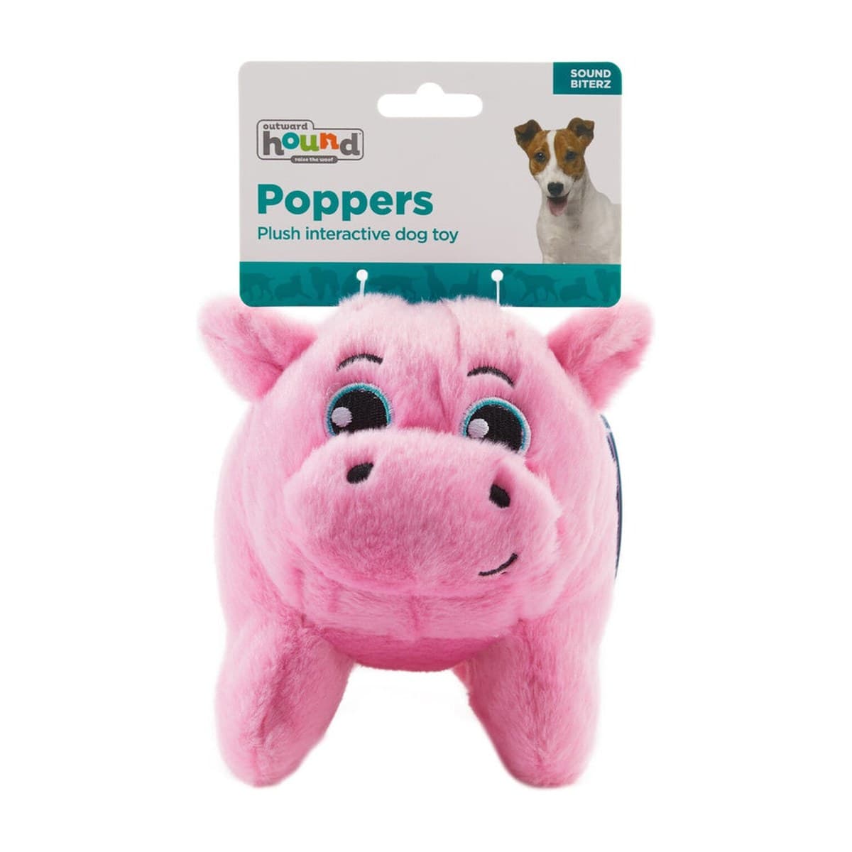 Outward Hound Tail Poppers Plush Squeaky Pig Dog Toy for Dogs - Extra Small