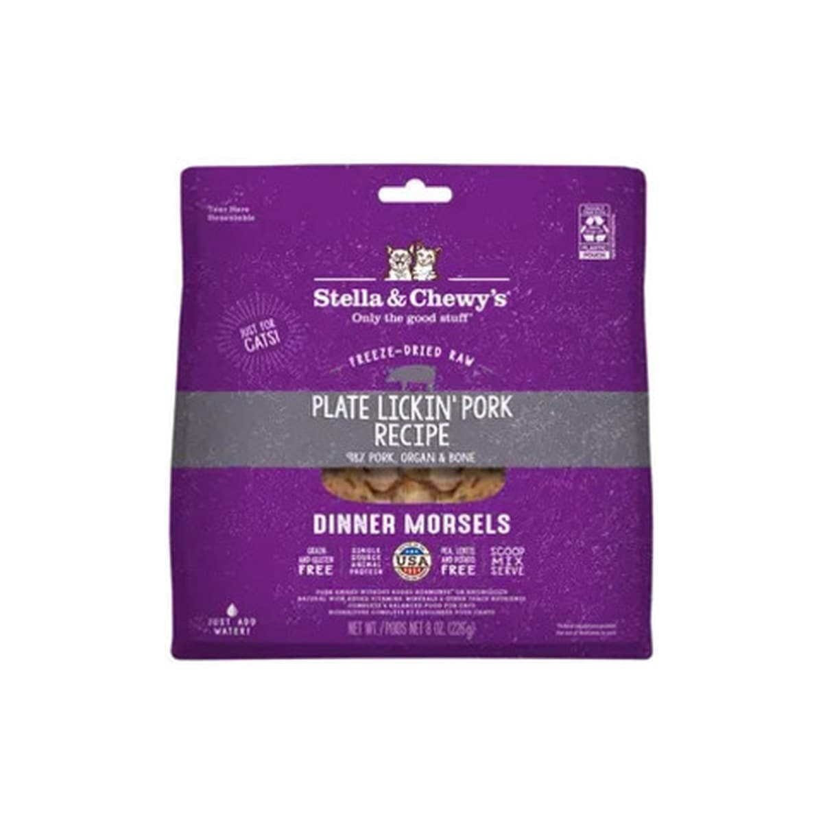 Stella & Chewy's Freeze-Dried Cat Dinner Morsels Plate Lickin' Pork Recipe for Cats - 224g