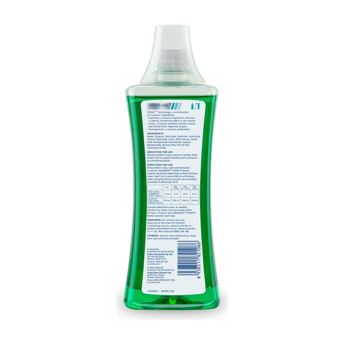 Virbac Aquadent Fresh Dental Water Additive for Dogs & Cats