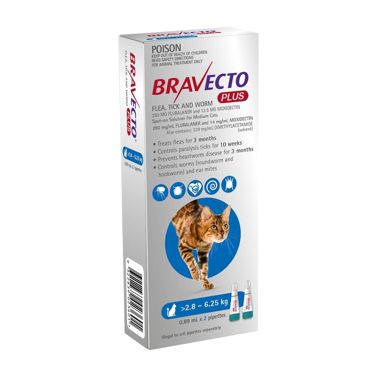 Bravecto Plus Spot-On for Cats 2.8–6.25kg