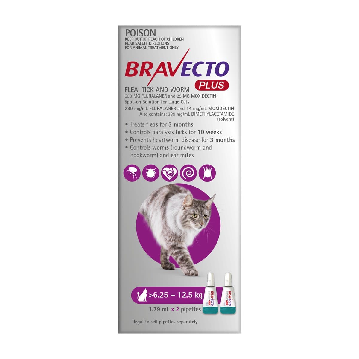 Bravecto Plus Spot-On for Cats 6.25–12.5kg