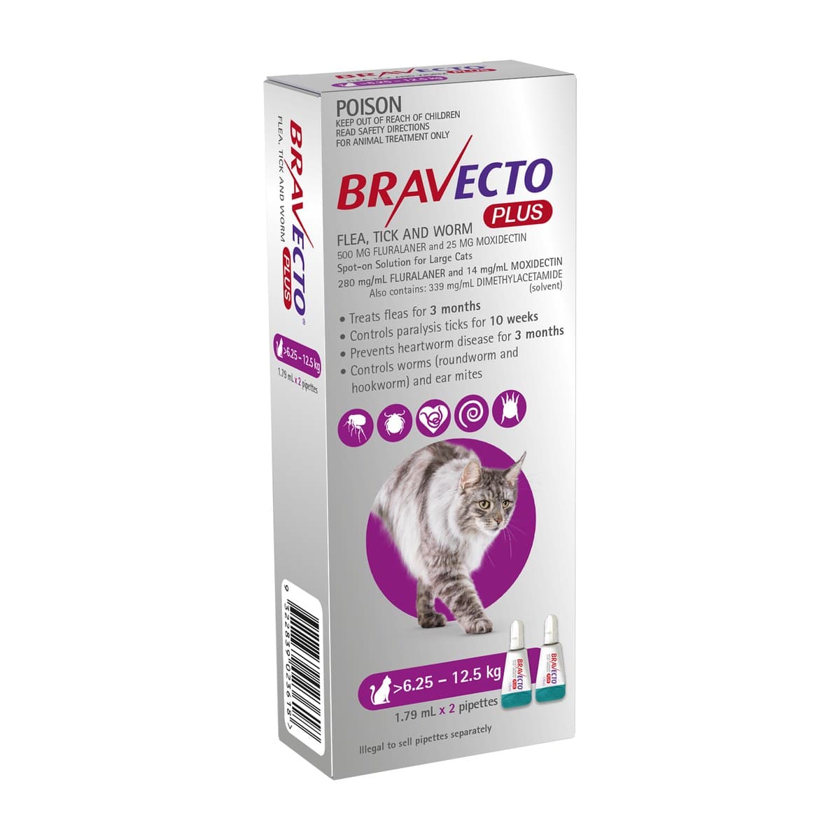 Bravecto Plus Spot-On for Cats 6.25–12.5kg