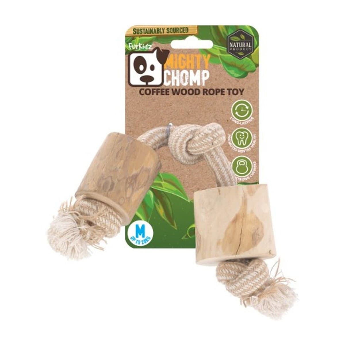 FurKidz Coffee Wood & Rope Chew Dog Toy for Dogs - Medium