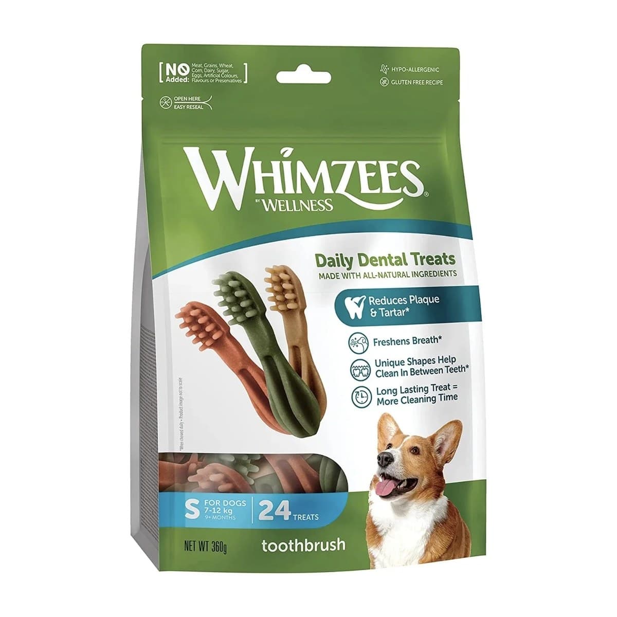 Whimzees Toothbrush Dental Chews for Dogs - Small - 24 Pack