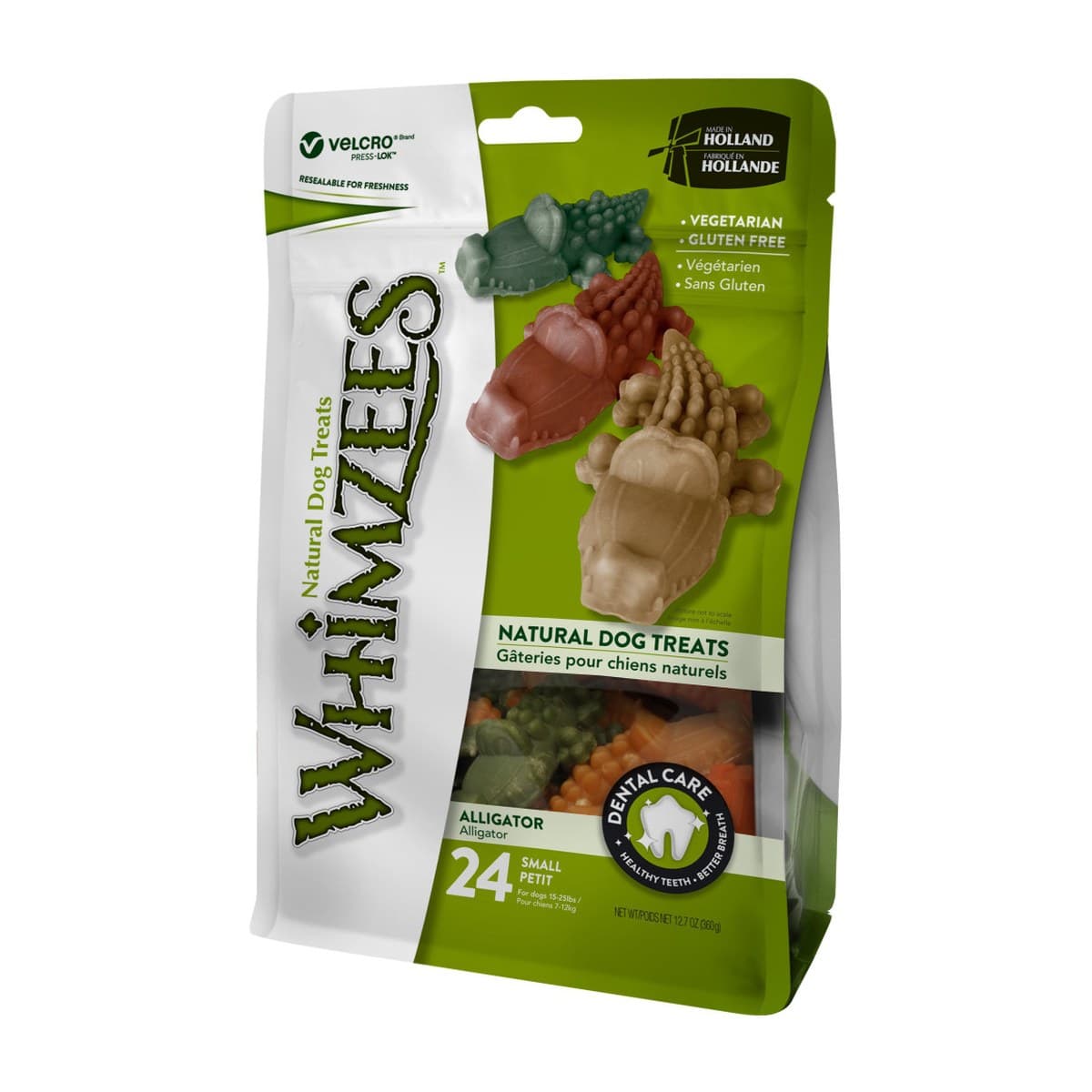 Whimzees Alligator-Shaped Dental Treats for Small Dogs - 24 Pack