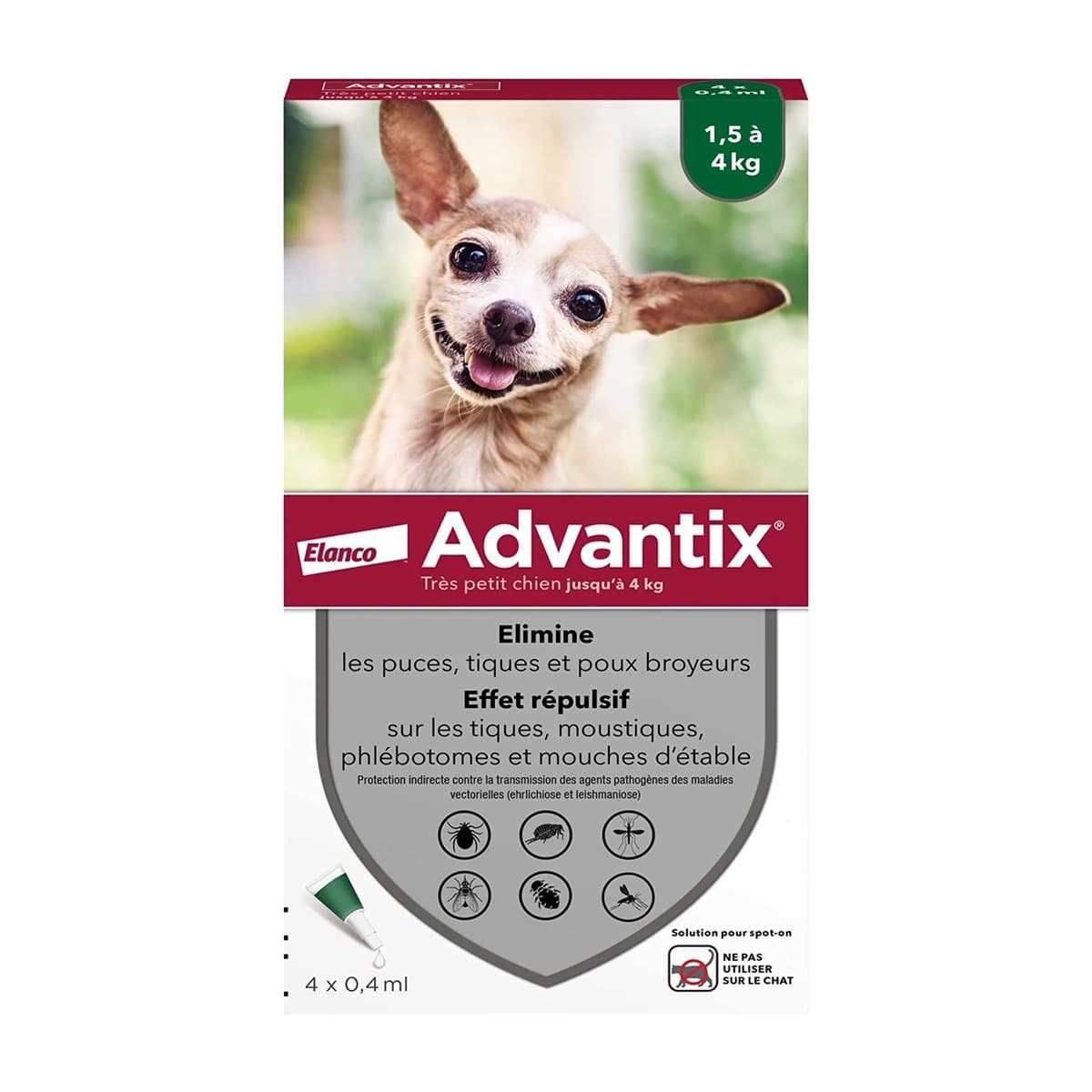 Advantix Flea Tick and Mosquito Spot-On Treatment for Very Small Dogs - 4 Pack