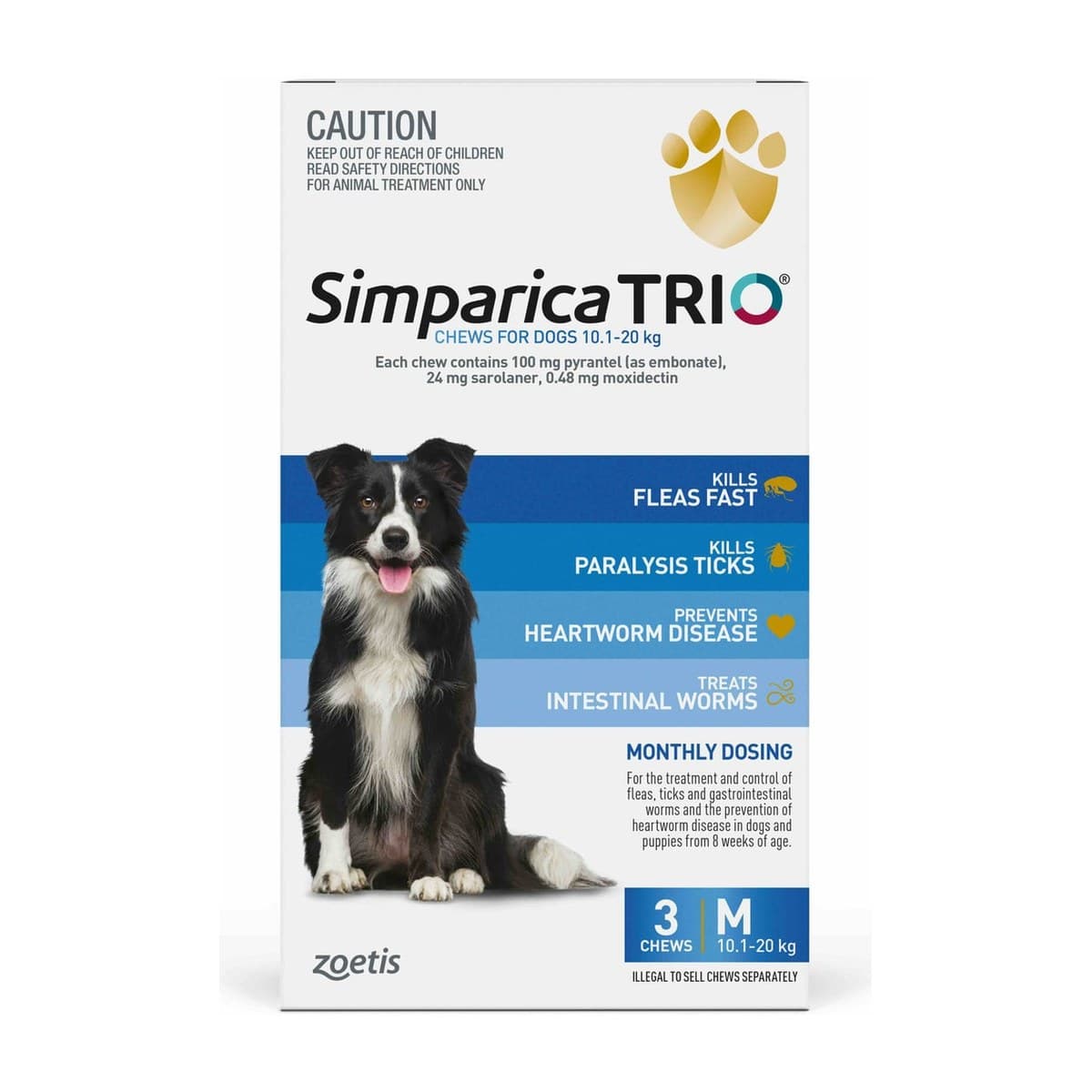 Simparica Trio Chews for Dogs 10.1–20kg