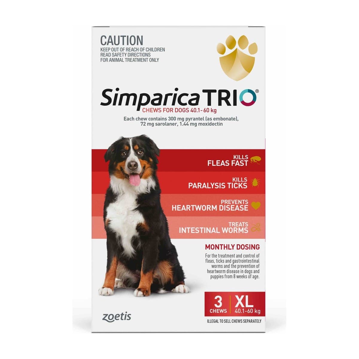 Simparica Trio Chews for Dogs 40.1–60kg