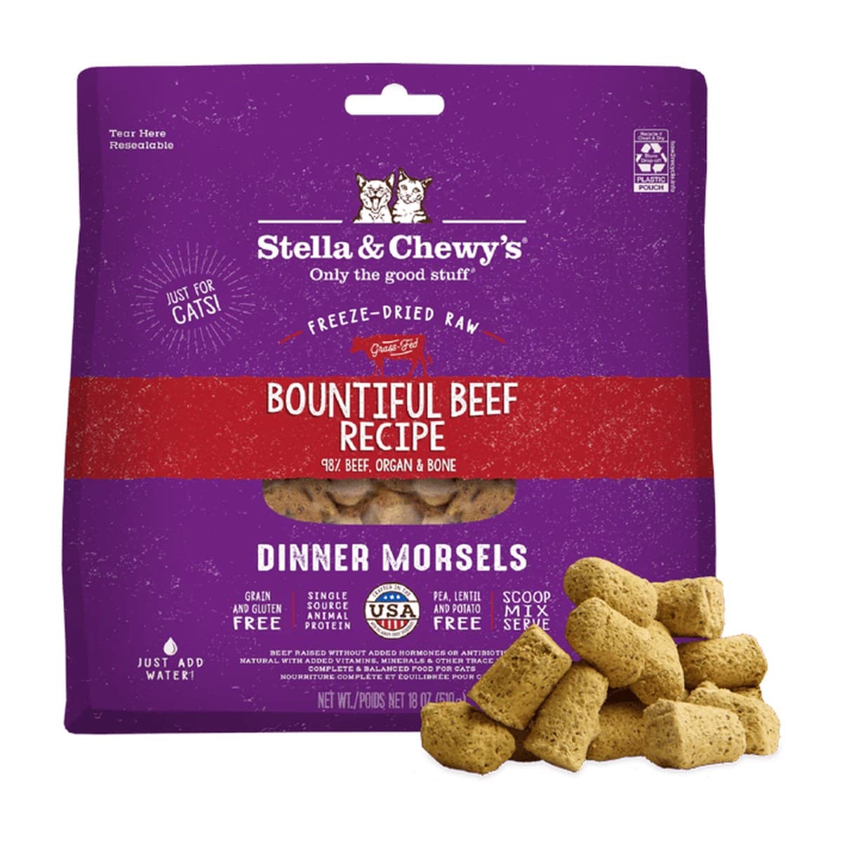Stella & Chewy's Freeze-Dried Cat Dinner Morsels Bountiful Beef Recipe for Cats - 224g