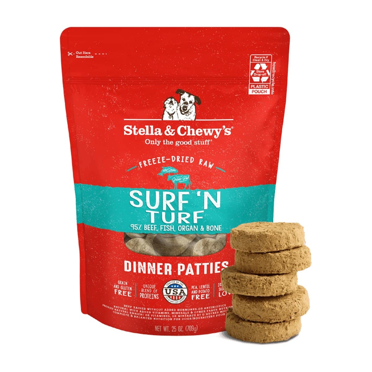 Stella & Chewy's Freeze-Dried Surf N' Turf Dinner Patties for Dogs