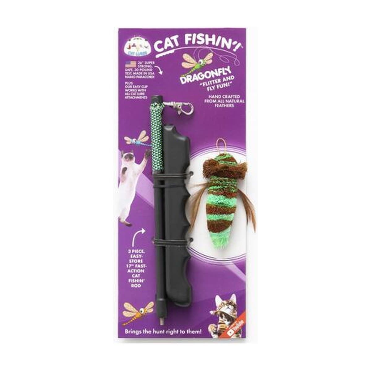 Cat Lures Dragonfly Interactive Teaser Wand Toy for Cats