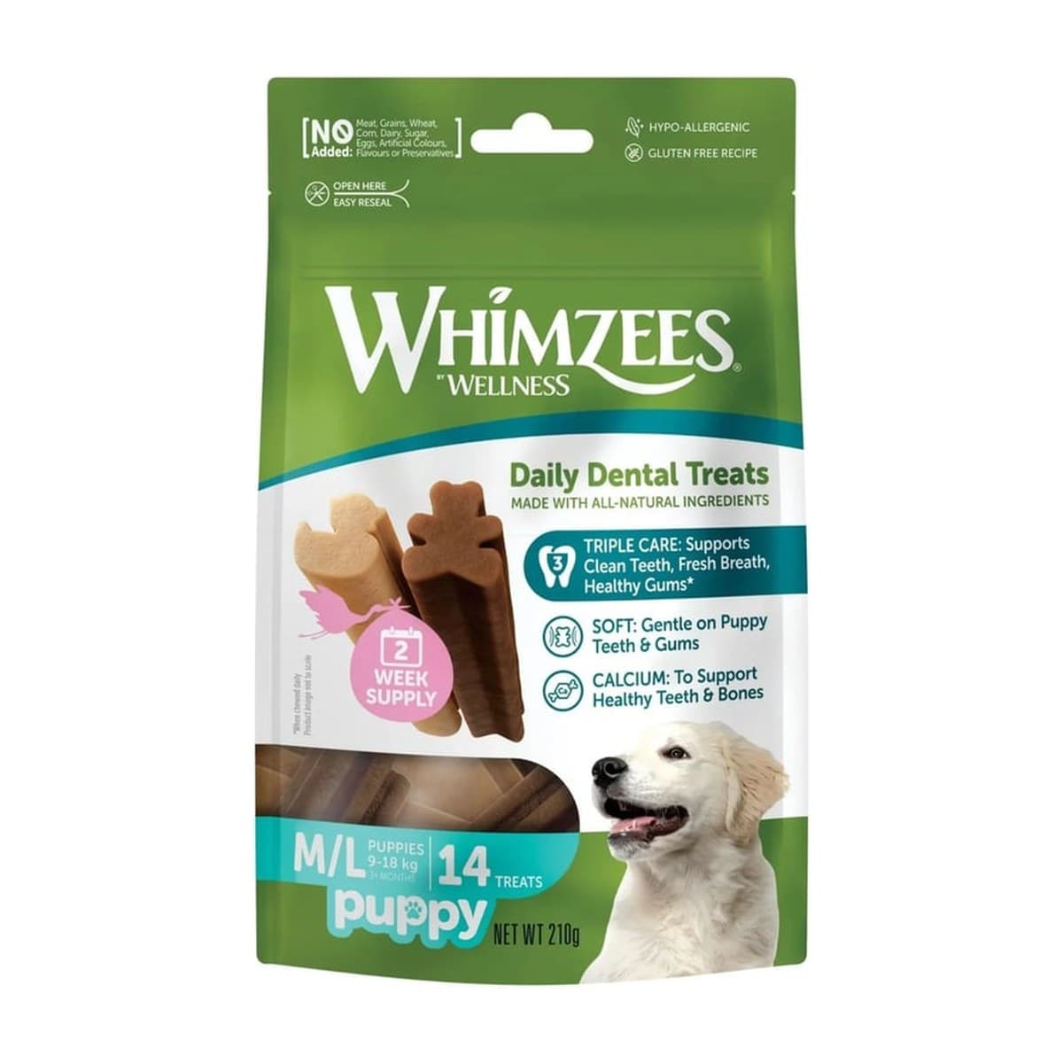 Whimzees Puppy Daily Dental Treats for Dogs - Medium/Large Dogs 14 Pack