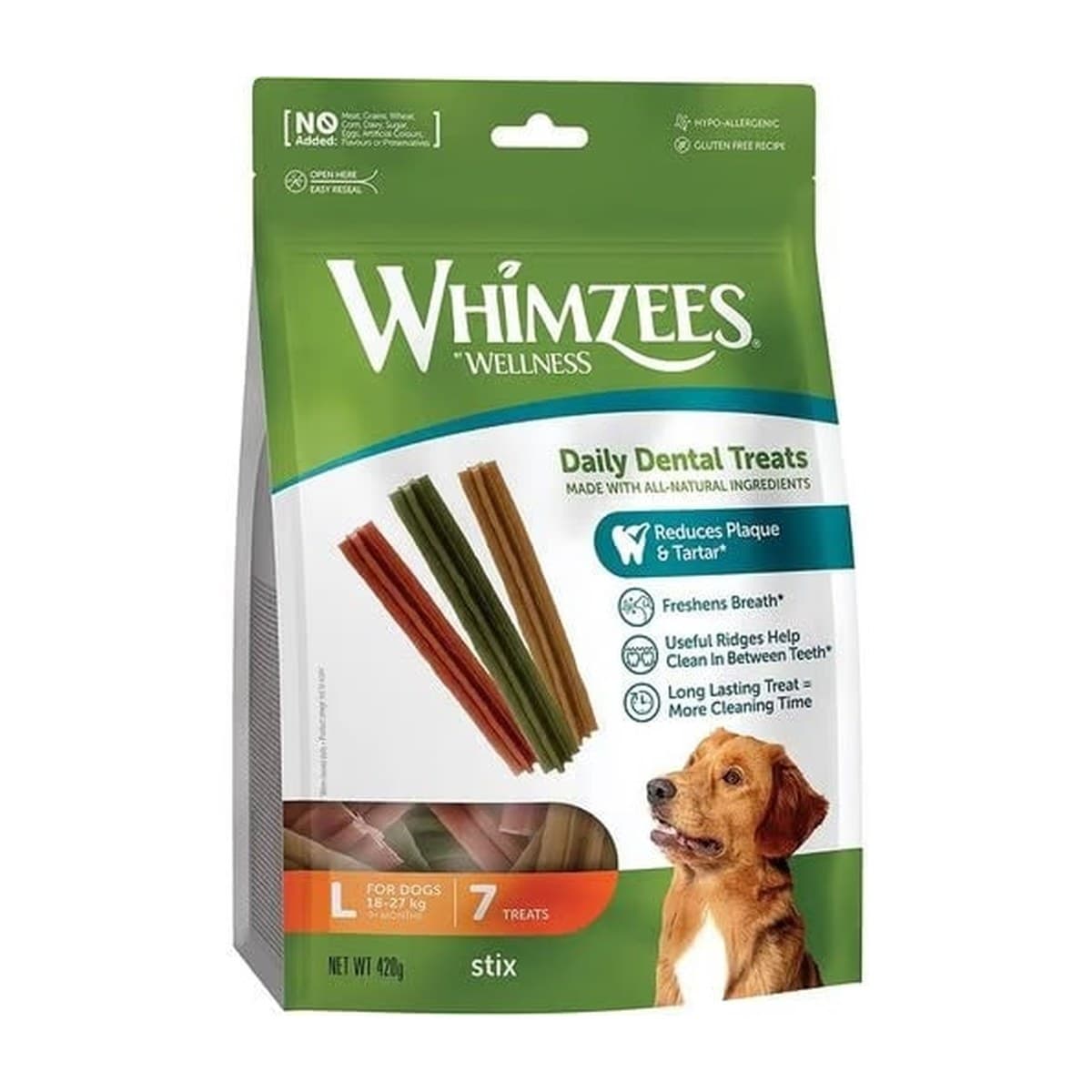 Whimzees Dental Treats Stix for Large Dogs - 7 Pack