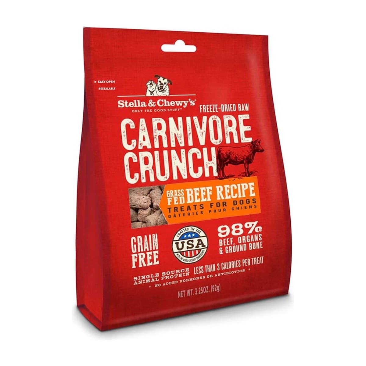Stella & Chewy's Carnivore Crunch Freeze-Dried Grass-Fed Beef Treats for Dogs - 91g