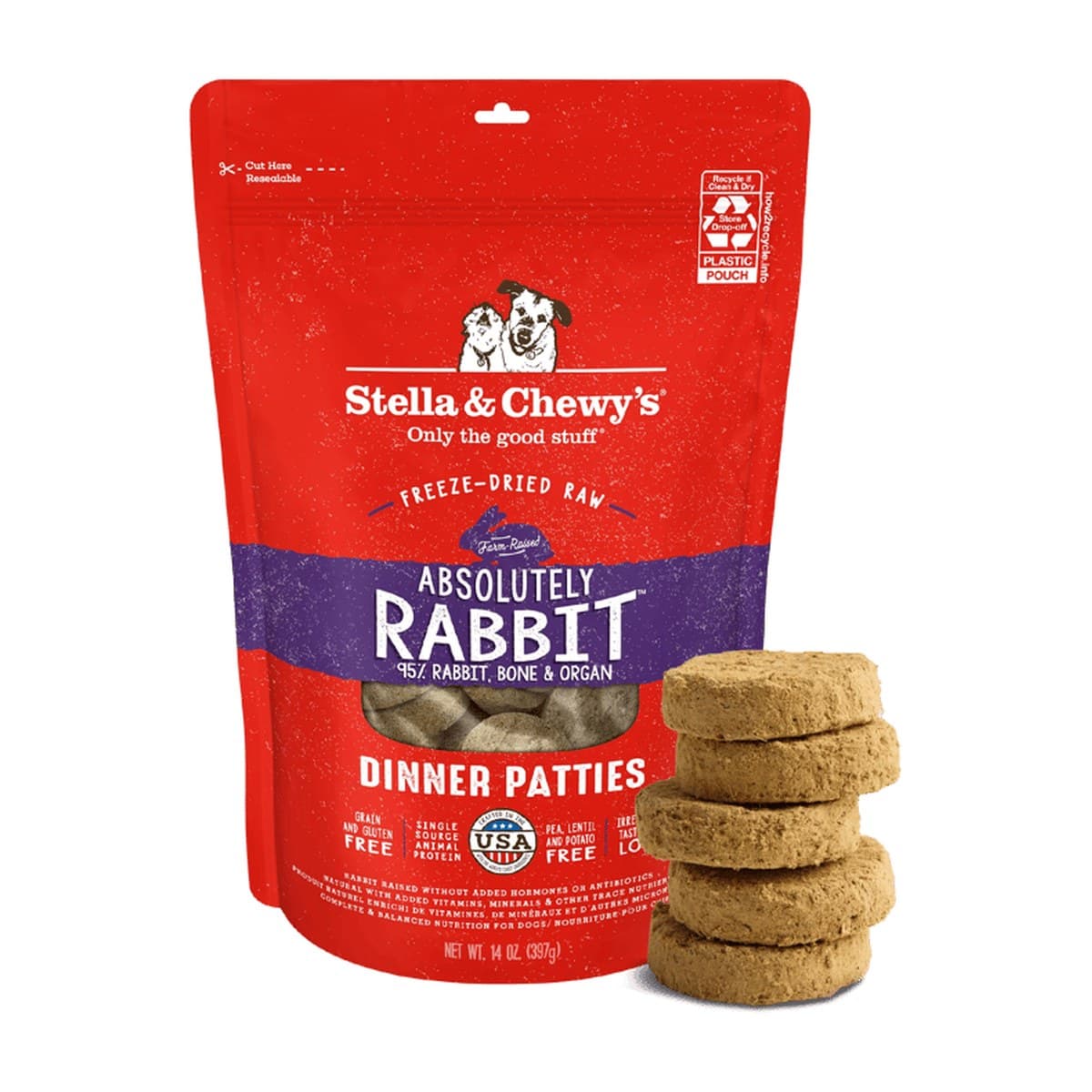 Stella & Chewy’s Freeze-Dried Dinner Patties Rabbit Recipe Dog Food for Dogs - 400g