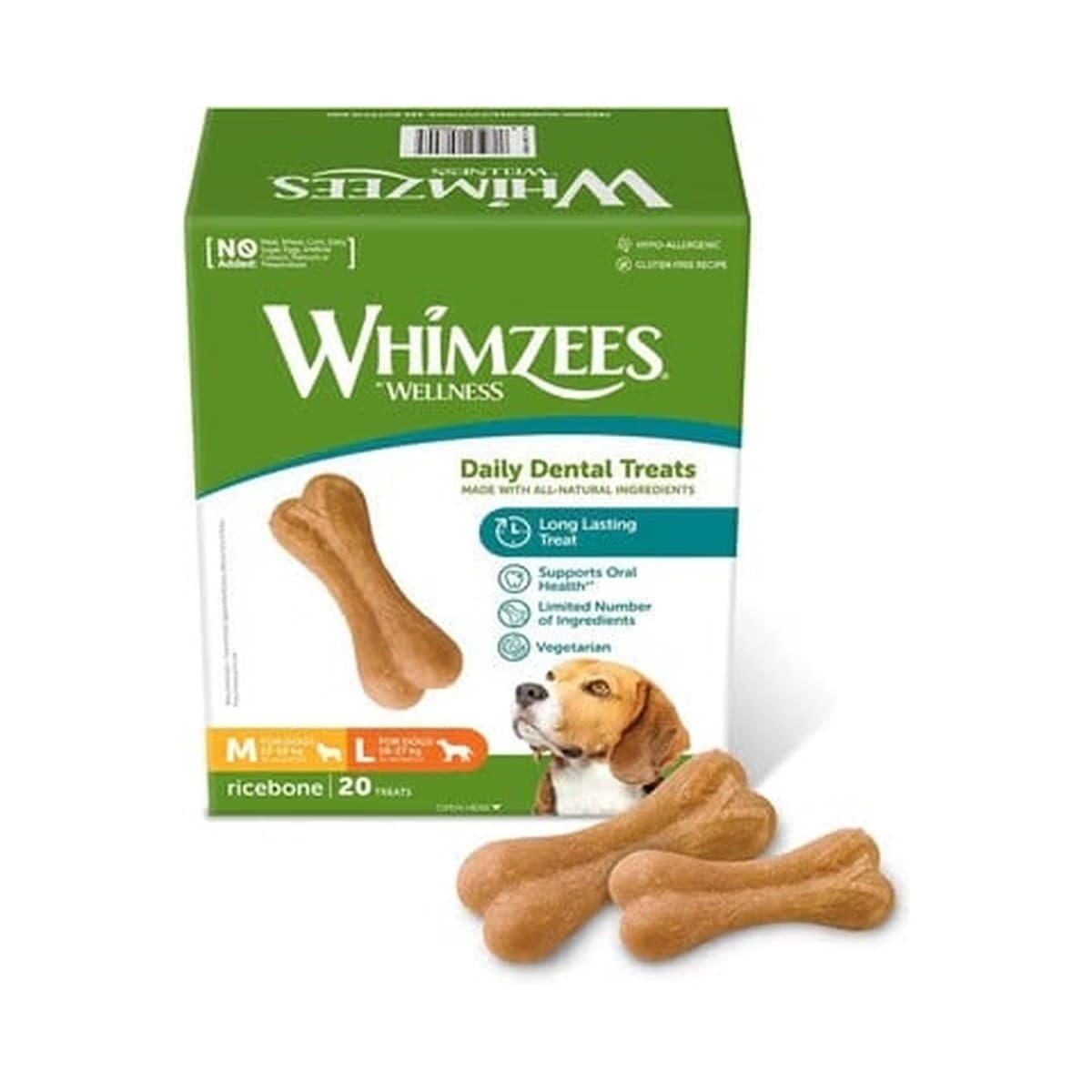 Whimzees Rice Bone Dental Treats for Dogs – Medium/Large