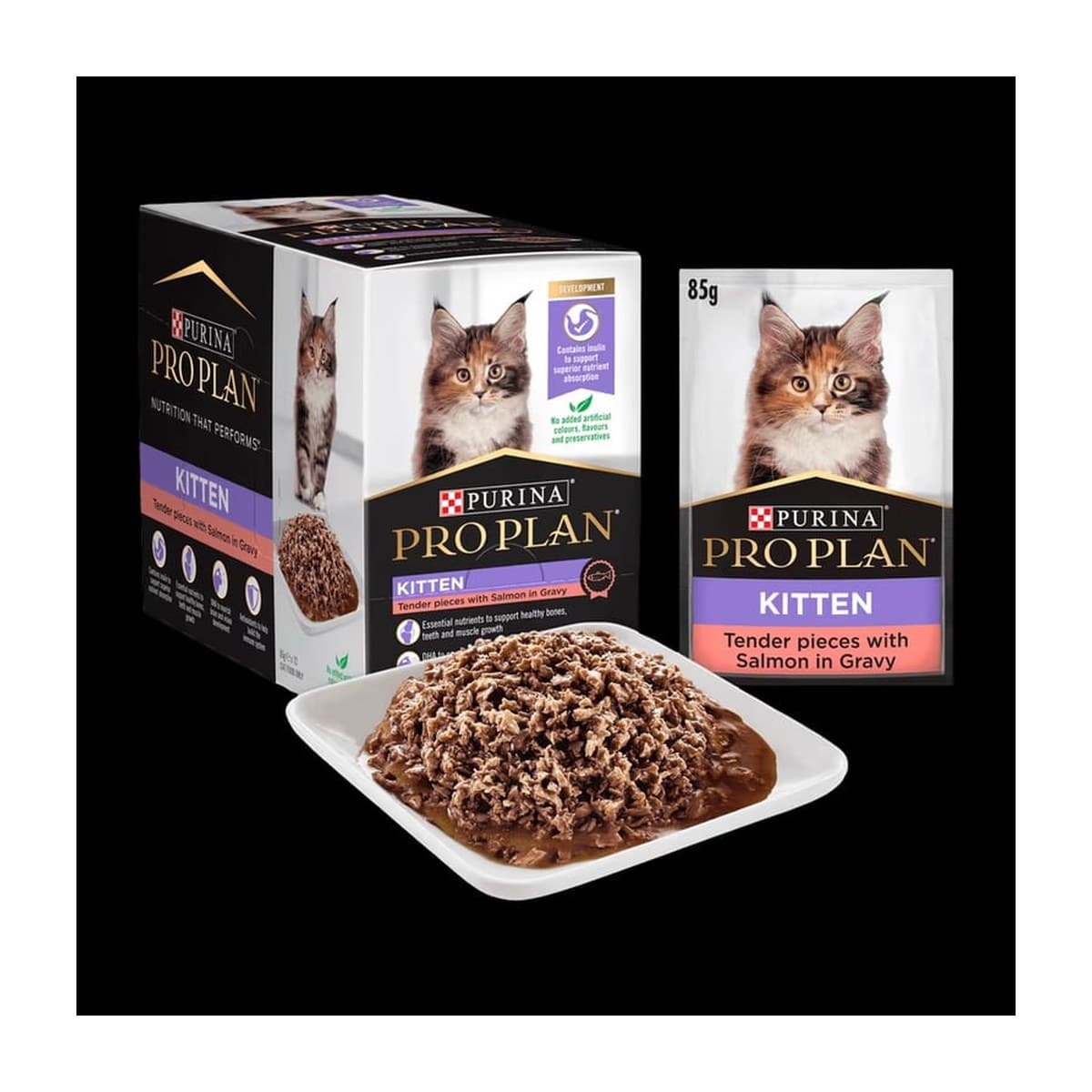 Pro Plan Kitten Salmon in Gravy Wet Food Pouches for Cats - 12 x 85g