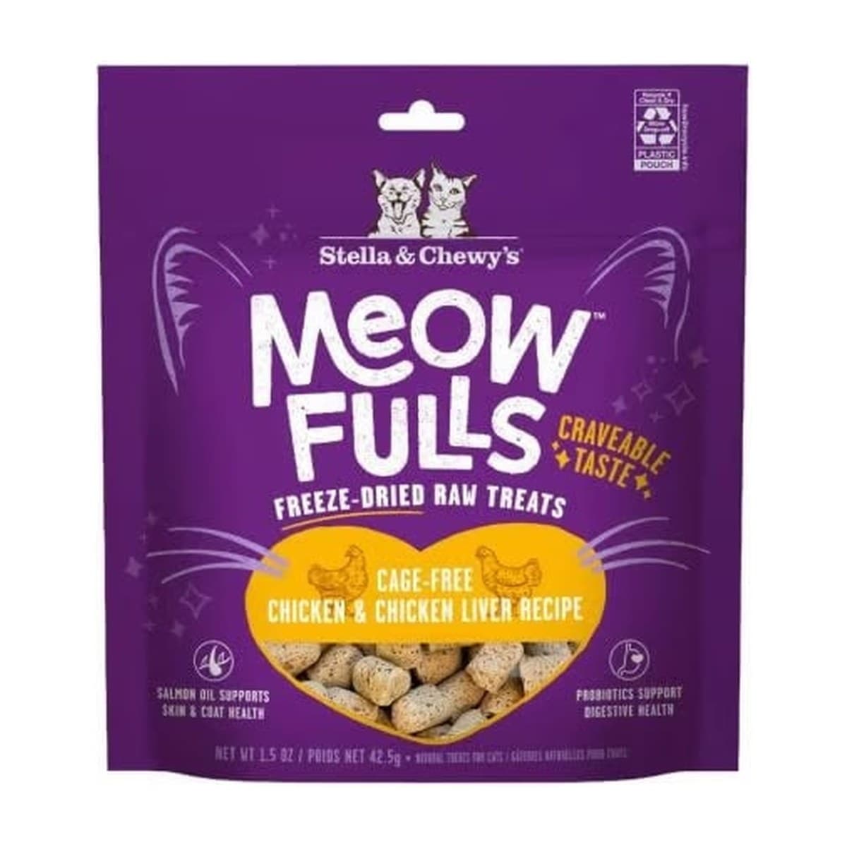 Stella & Chewy's Meowfulls Chicken & Chicken Liver Treats for Cats - 42g
