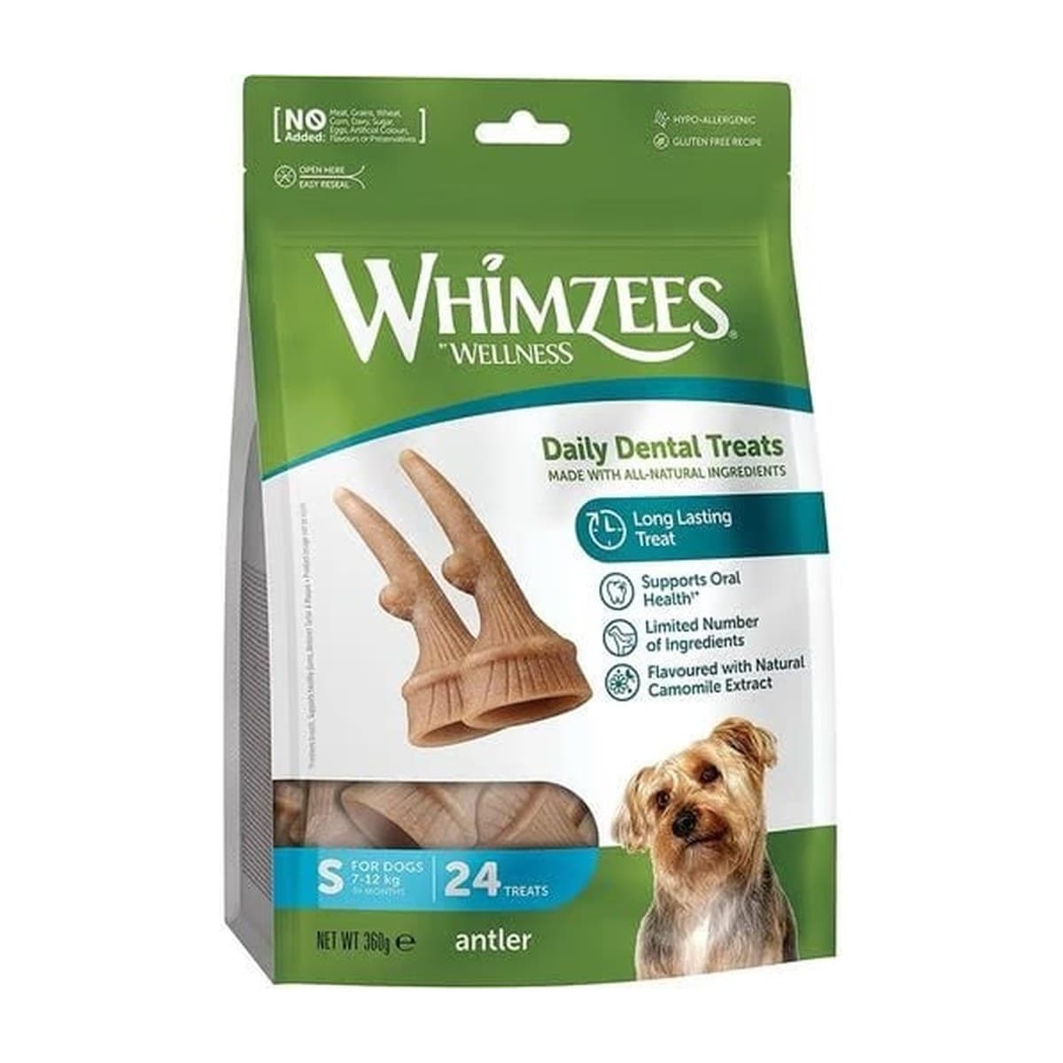 Whimzees Occupy Antlers Dental Chews for Small Dogs - 24 Pack