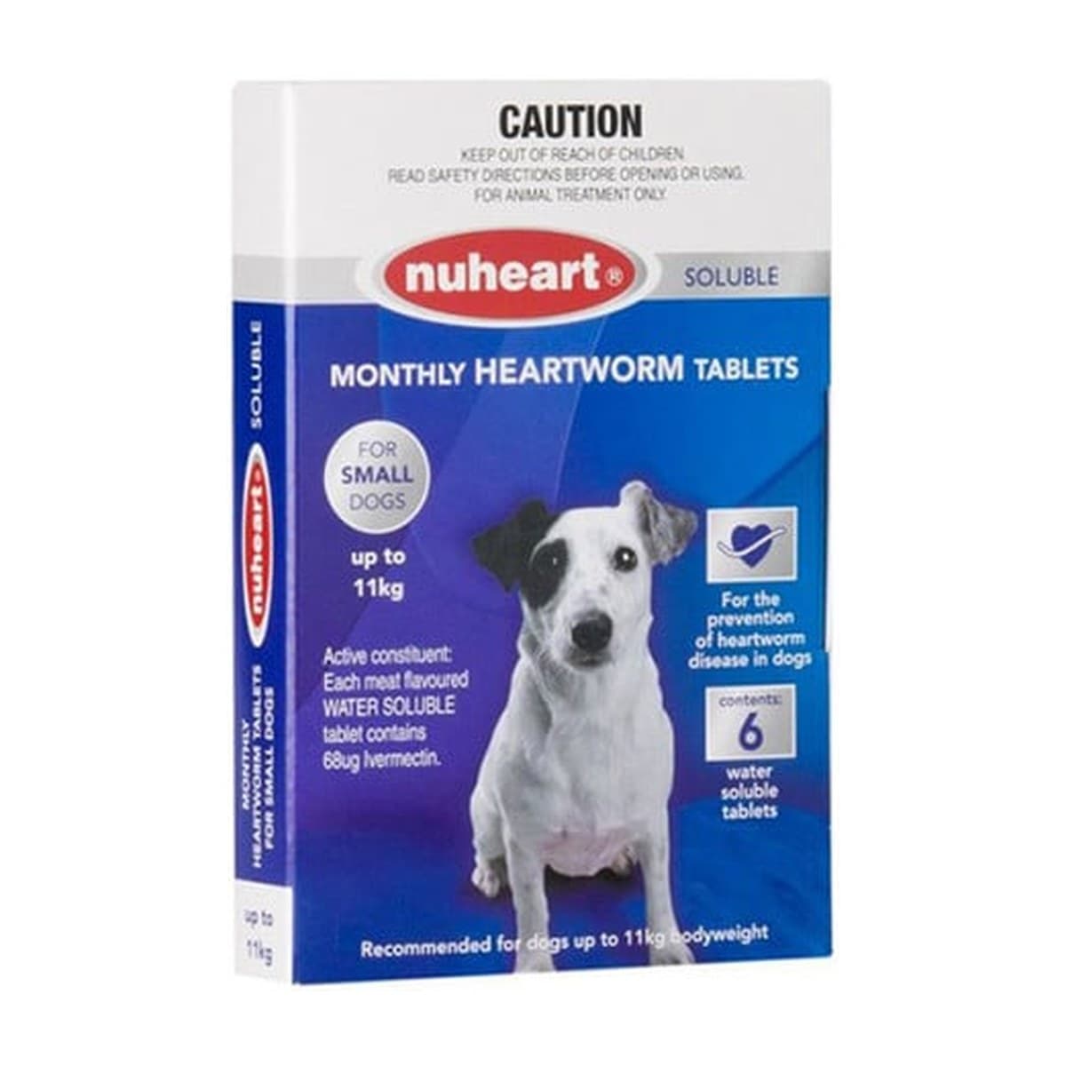 NuHeart Heartworm Soluble Tablets for Dogs up to 11kg - 6 Tablets