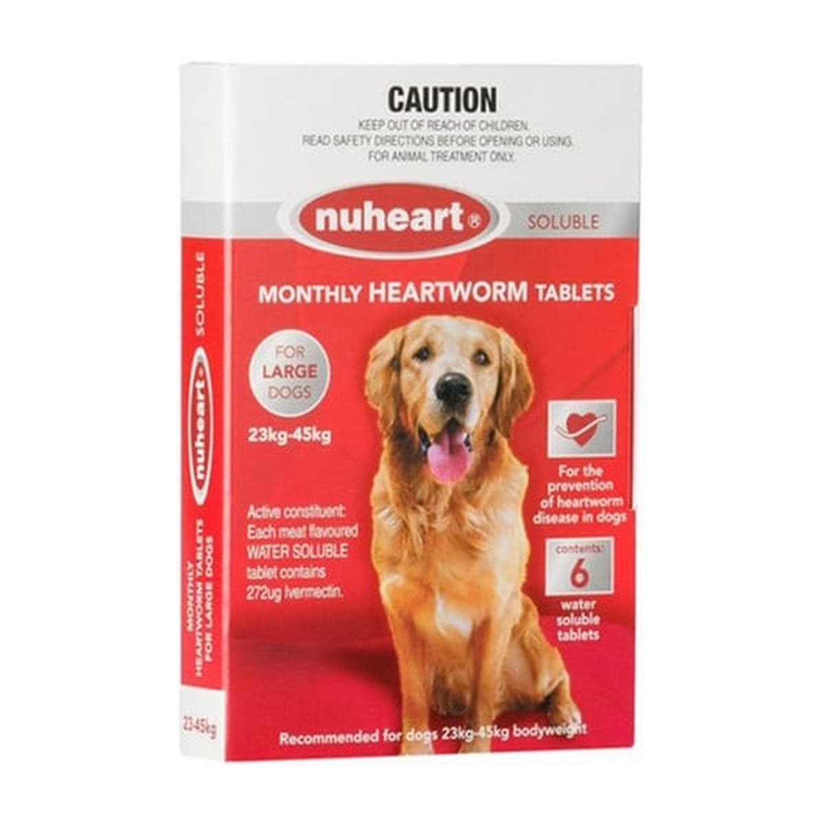 NuHeart Heartworm Soluble Tablets for Dogs 23–45kg - 6 Tablets