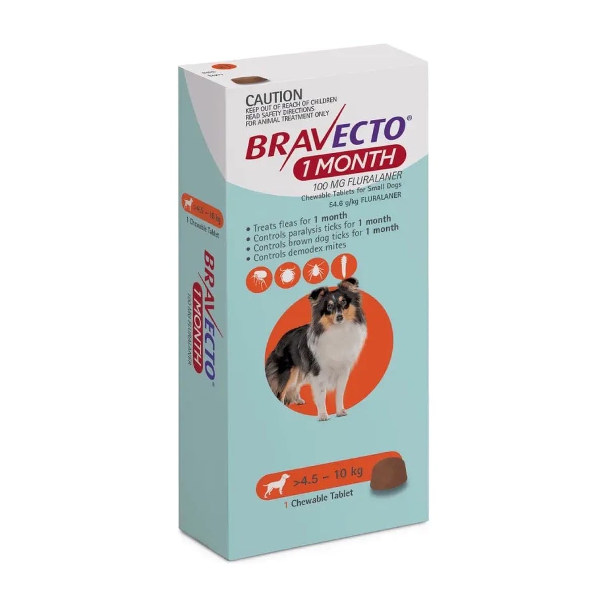Bravecto 1 Month Chewable for Dogs 4.5–10kg - 1 Chewable