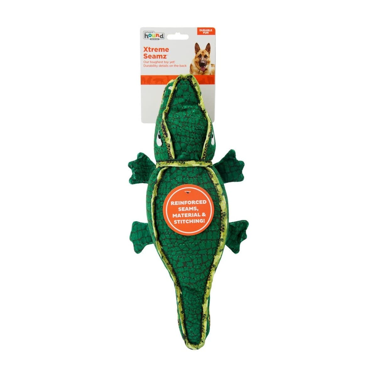 Outward Hound Xtreme Seamz Alligator Plush Squeaker Toy for Dogs