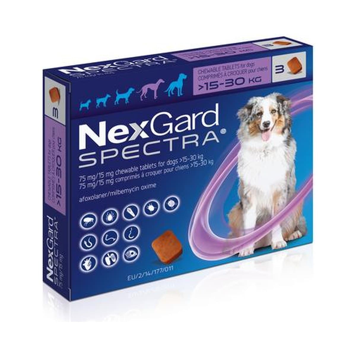 NexGard Spectra Flea Tick Heartworm and Intestinal Worm Chew for Large Dogs - 3 Pack