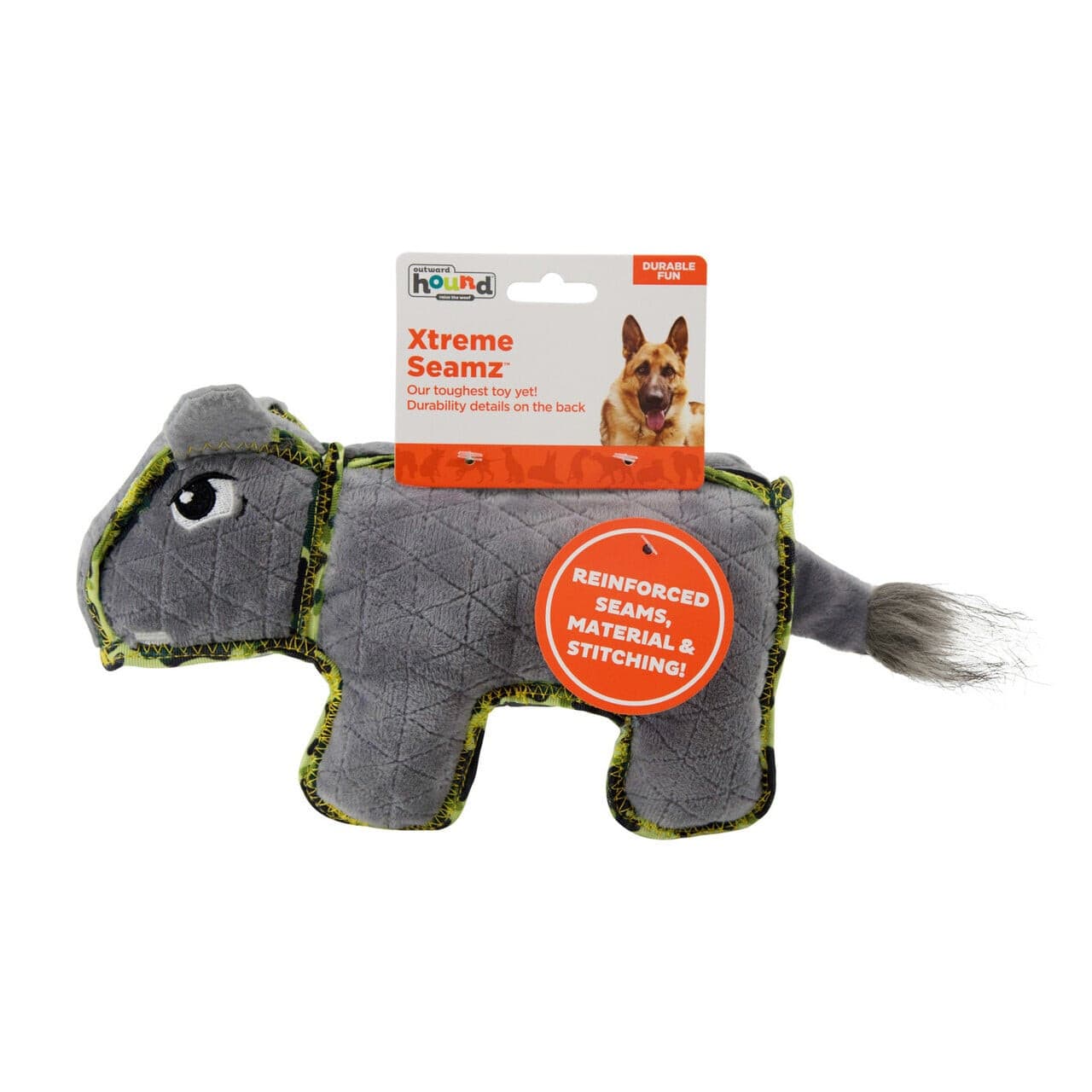 Outward Hound Xtreme Seamz Squeaker Hippo Dog Toy for Dogs