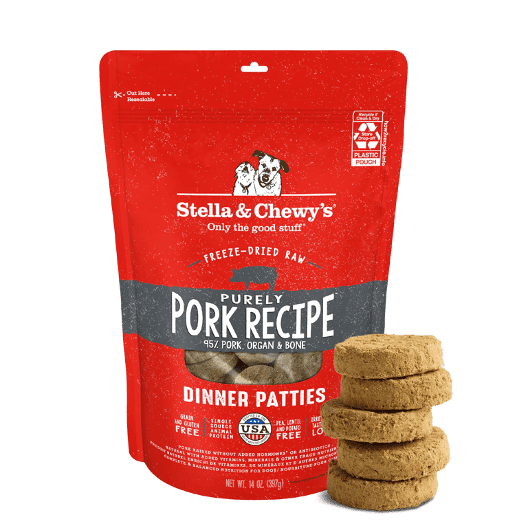 Stella & Chewy’s Freeze-Dried Dinner Patties Pork Recipe Dog Food for Dogs - 392g